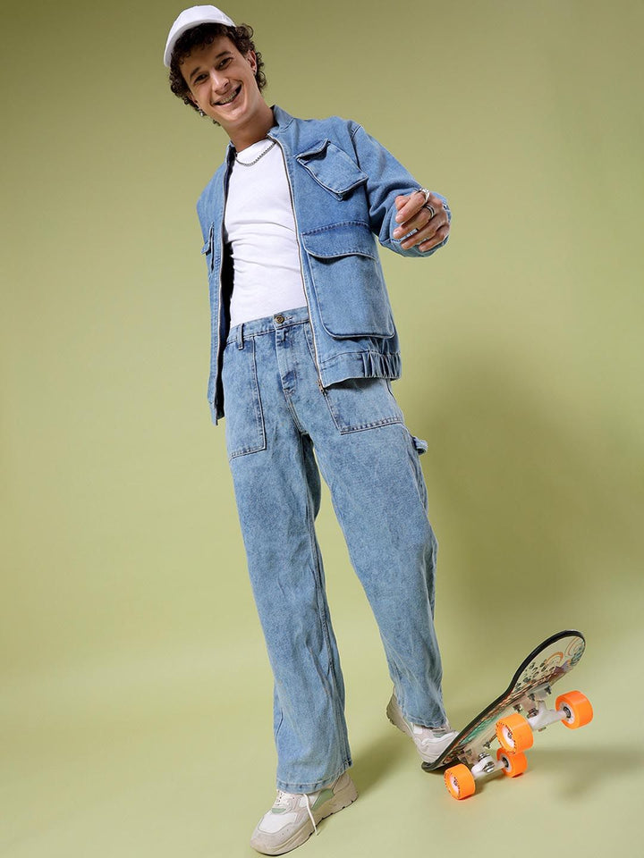 The Indian Garage Co Men Baggy Relaxed Fit Mid Rise Cotton Jeans