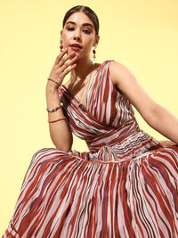 QUIERO Women Rust Abstract Sundress