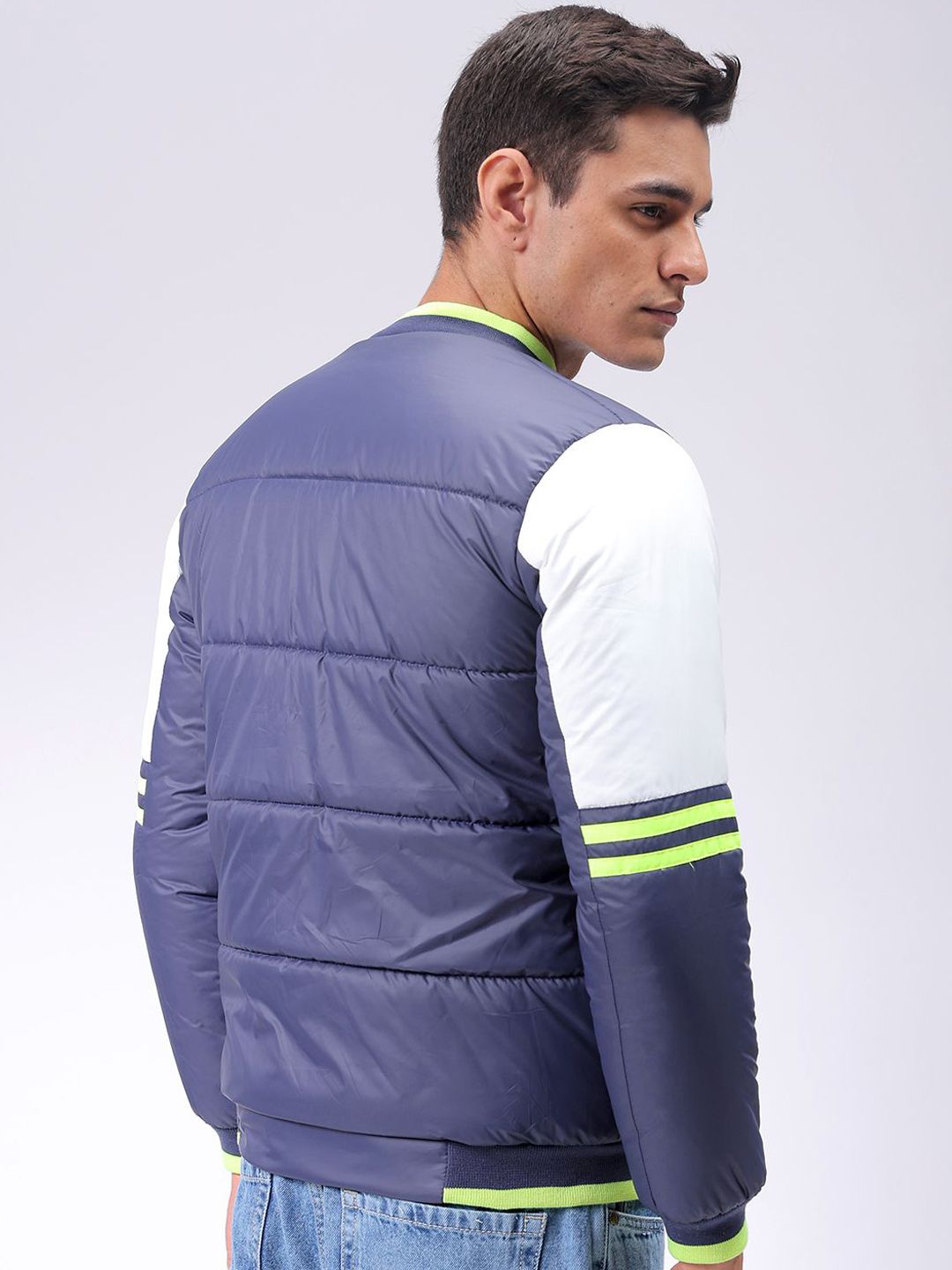 The Indian Garage Co Men Stand Collar Solid Casual Padded Jacket