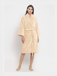 MYTRIDENT White Pure Cotton Bath Robe With 2 Front Pockets