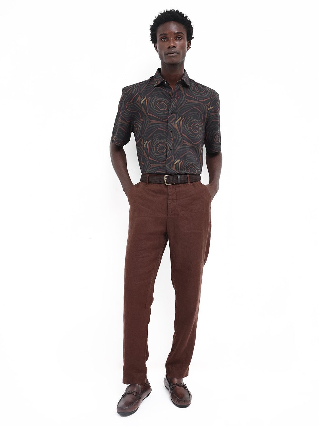 RARE RABBIT Men Marfik Boxy Abstact Printed Shirt