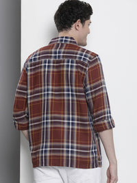 The Indian Garage Co Men Tartan Checked Cotton Casual Shirt