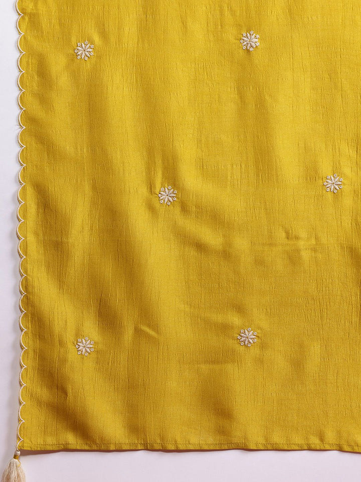 Indo Era Floral Embroidered Sequinned Kurta With Trousers & Dupatta
