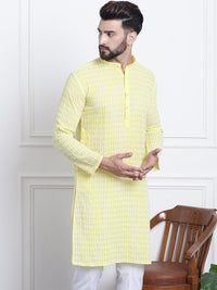 SOJANYA Floral Embroidered Mandarin Collar Pure Cotton Straight Kurta