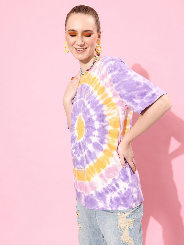 DILLINGER Women Tie & Dye Graphic Print Oversized T-shirt