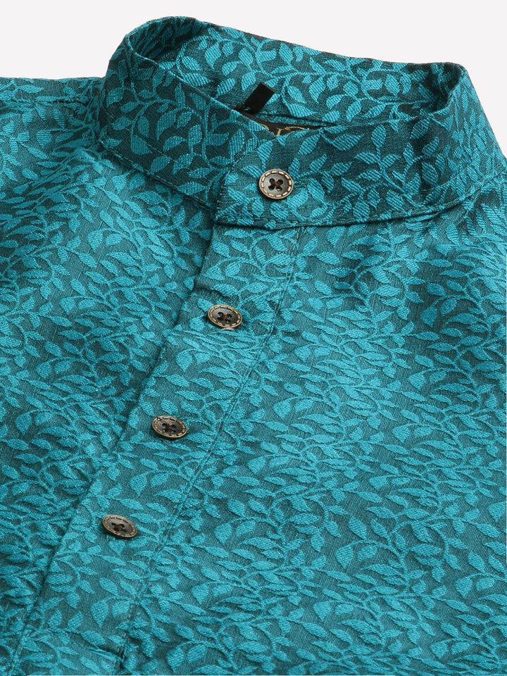 SOJANYA Kurta Rekaan Sendiri Hijau Teal Lelaki dengan Jaket Churidar & Nehru