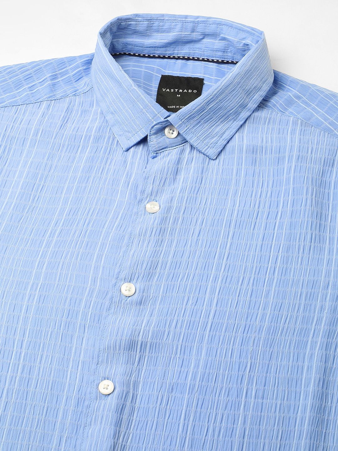 VASTRADO Men Classic Spread Collar Pinstripes Striped Slim Fit Casual Shirt