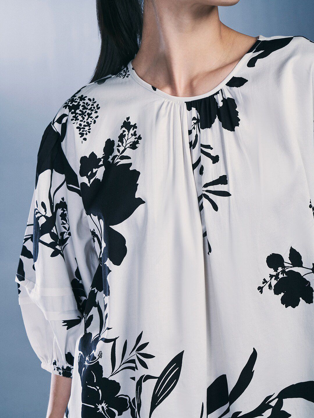 AND Floral Printed Round Neck Pure Cotton A-Line Dress