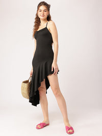 DressBerry Perfect LBD Stylised Back Asymmetric Hem Dress