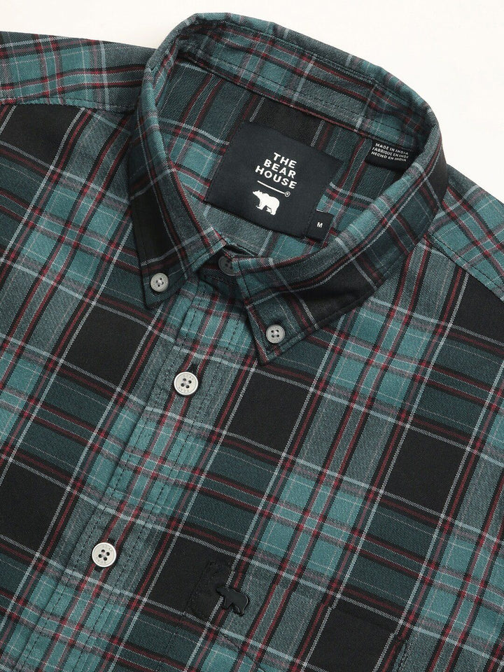 THE BEAR HOUSE Slim Fit Tartan Checks Opaque Checked Casual Shirt
