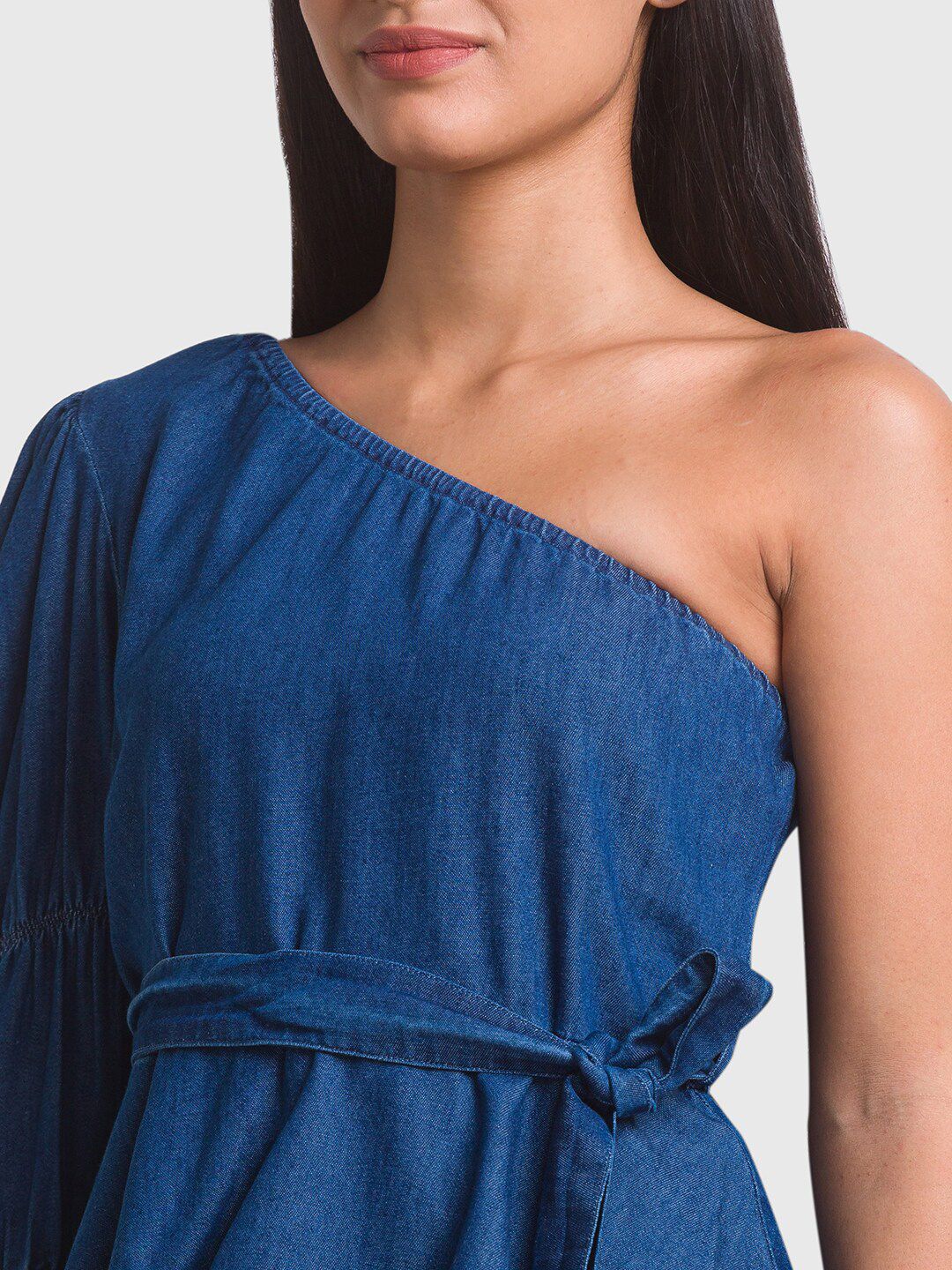 SPYKAR Blue One Shoulder Denim Top