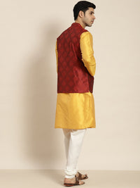 SOJANYA Kurta Rekaan Tenunan Lelaki dengan Churidar dengan Jaket Nehru