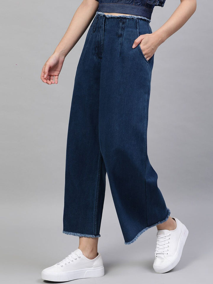 STREET 9 Women Blue Flared Faded Parallel Trousers