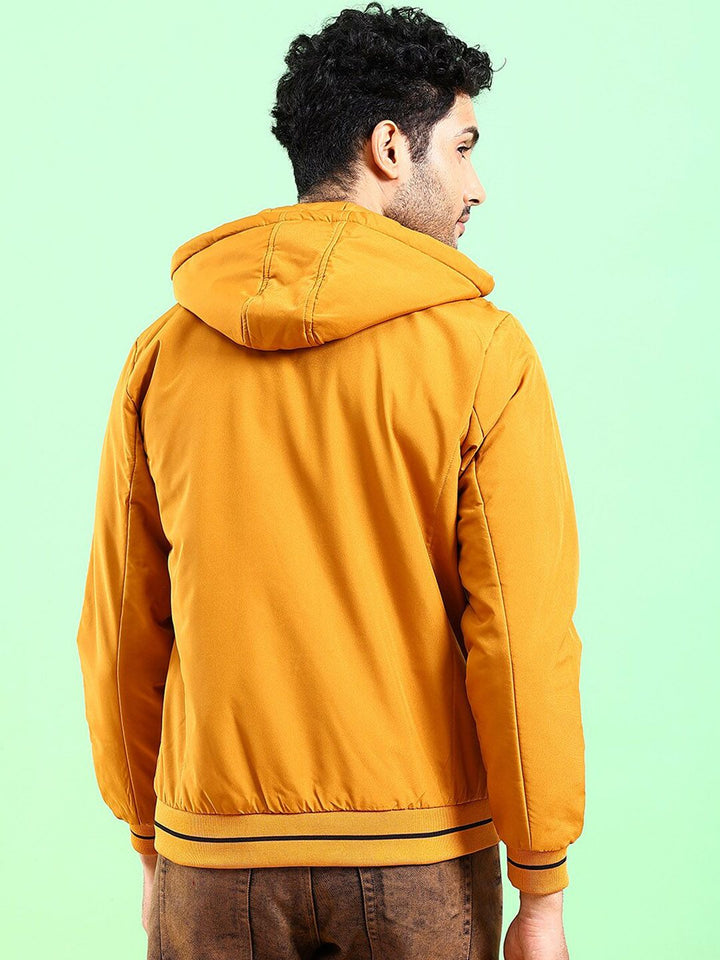 The Indian Garage Co Men Regular Fit Bomber Jacket with Detachable Hood