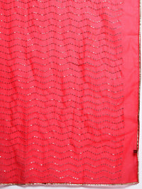 Libas Bandhani Printed Pleated Mirror Work Kurta with Trousers & Dupatta