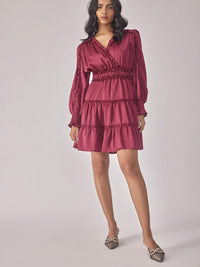 The Label Life Puff Sleeve Satin Empire Dress