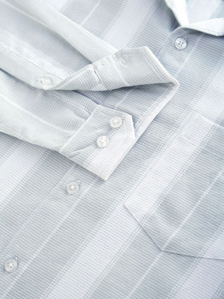 VASTRADO Men Classic Cutaway Collar Vertical Striped Cotton Slim Fit Casual Shirt