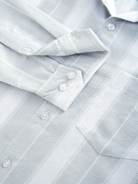 VASTRADO Men Classic Cutaway Collar Vertical Striped Cotton Slim Fit Casual Shirt