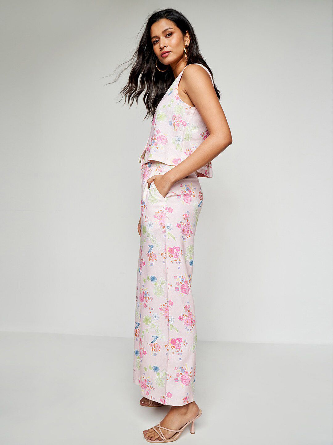 AND Floral Printed Top With Trousers Set
