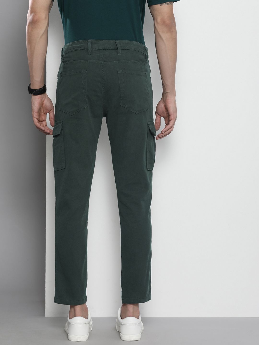 The Indian Garage Co Men Olive Green Slim Fit Cargos