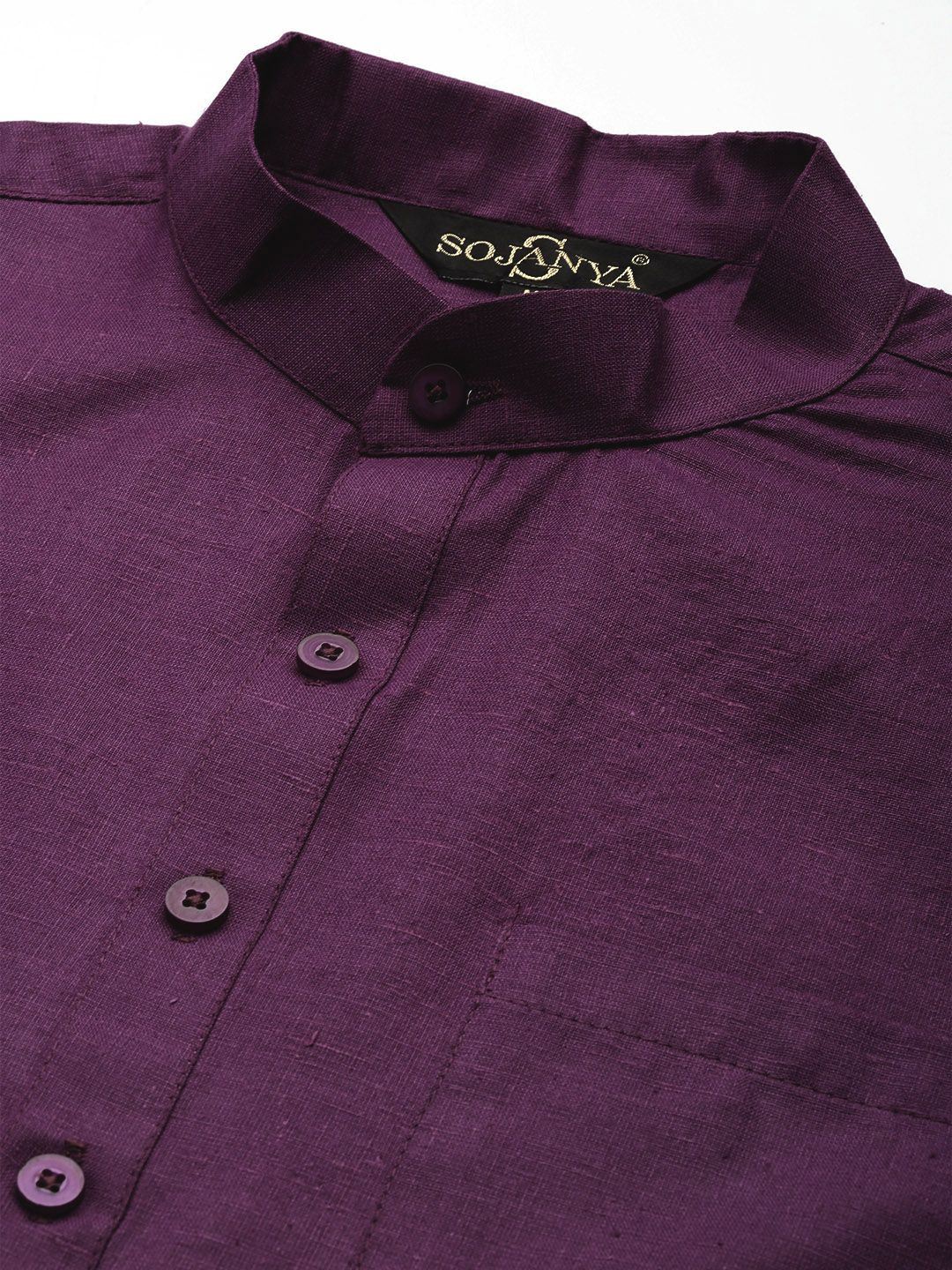 SOJANYA Mandarin Collar Cotton Linen Kurta