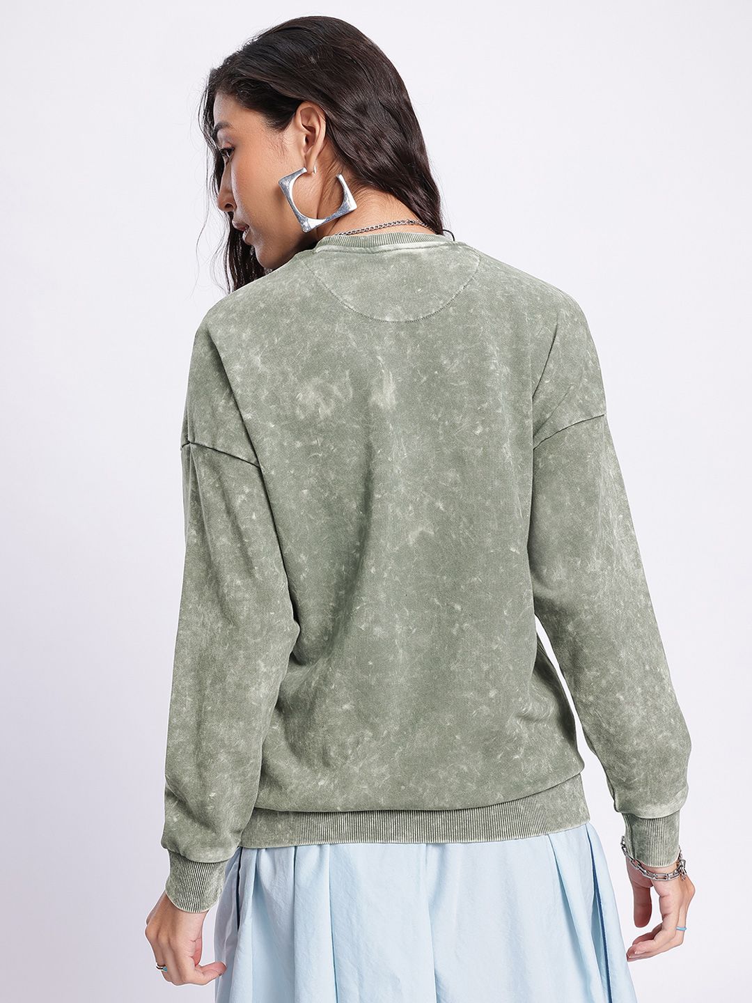 DressBerry Tie-Dye Washed Effect Drop-Shoulder Sleeves Pullover