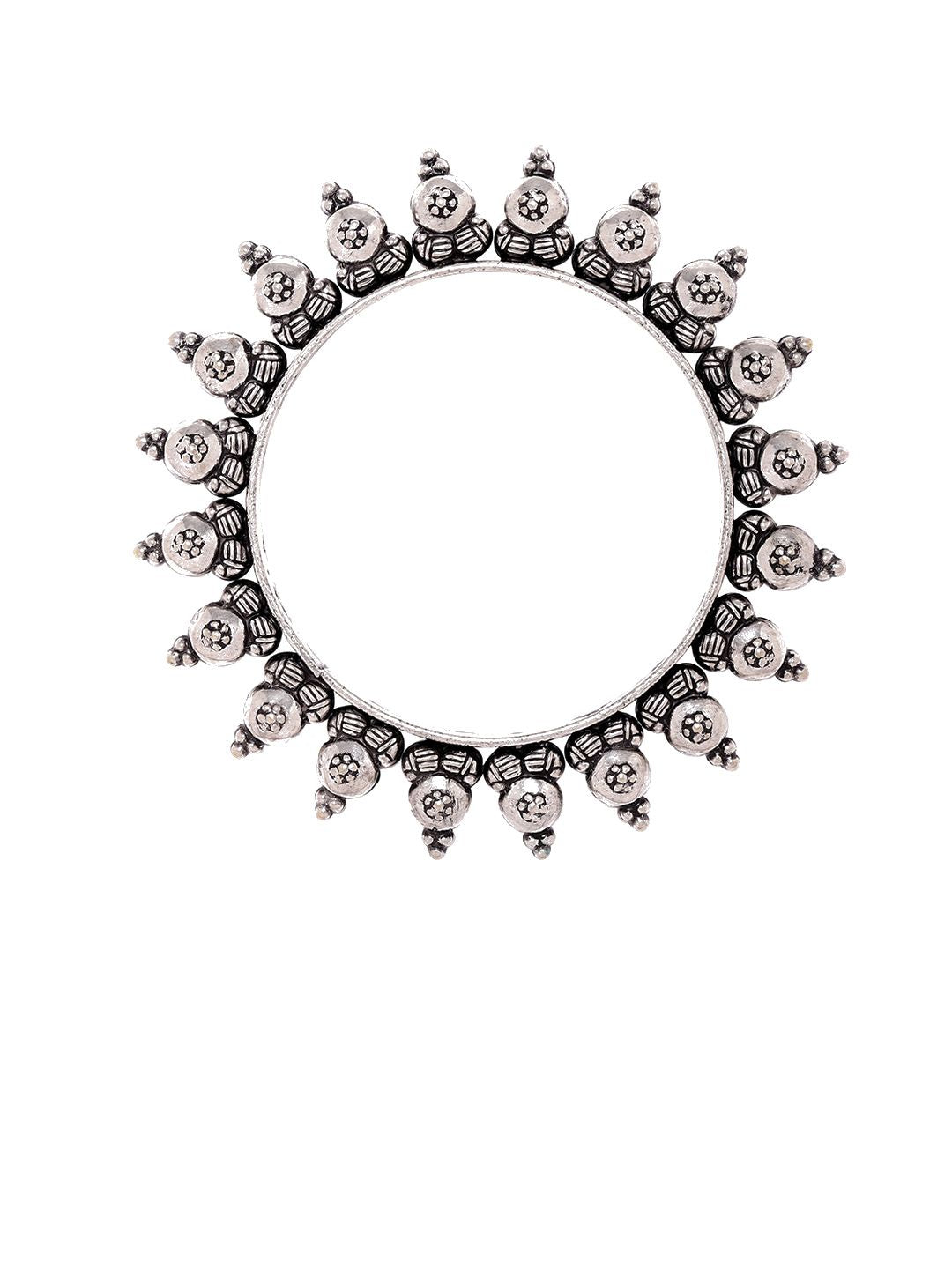 Rubans Set Of 2 Silver-Plated Oxidized Artisan-Crafted Bangles with Ghungroo Beads
