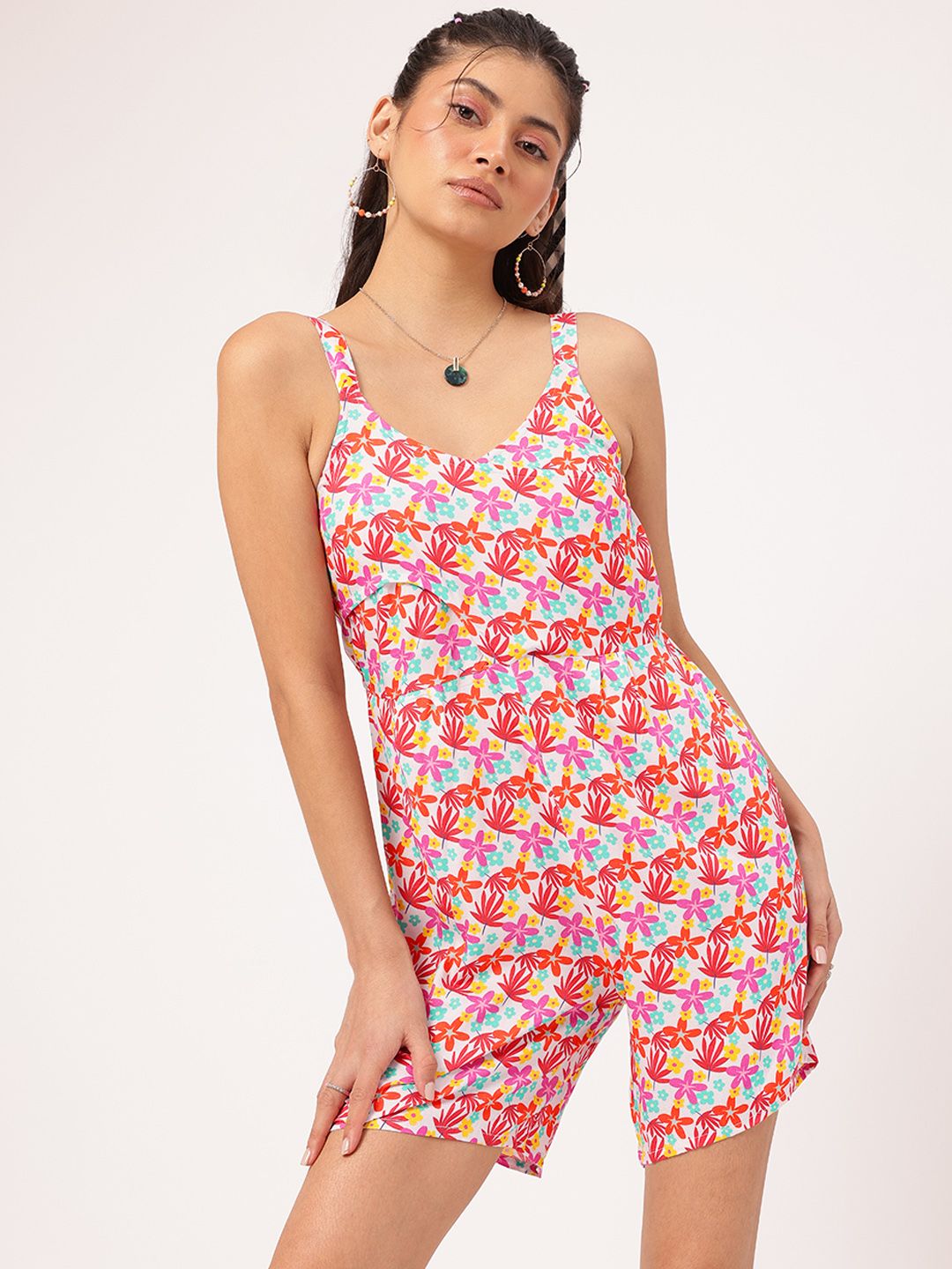 DressBerry Floral Frenzy Smocked Strappy Playsuit