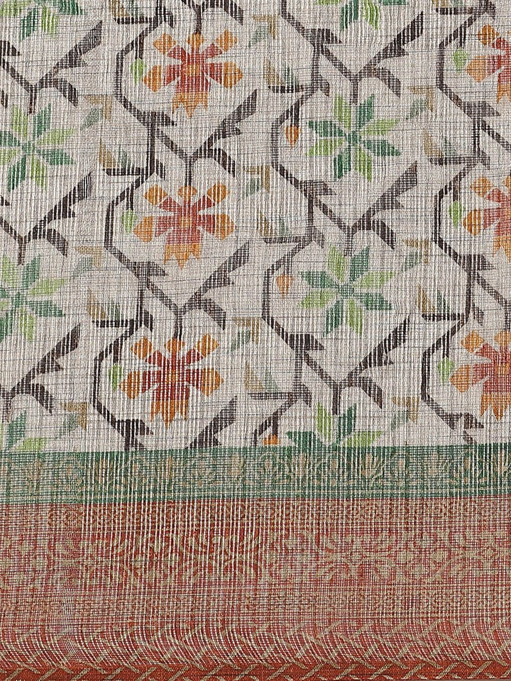 Saree mall Grey & Rust Brown Printed Saree