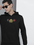 The Indian Garage Co Men Black Printed Hooded Sweatshirt