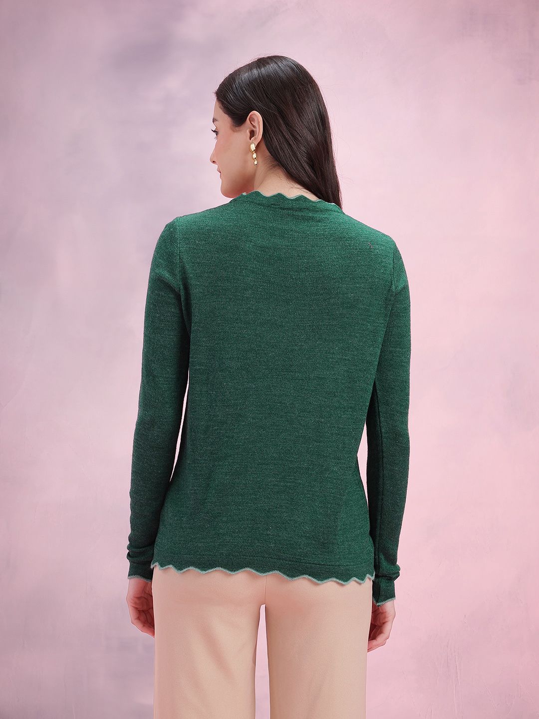 DressBerry Solid Round Neck Long Sleeves Pullover