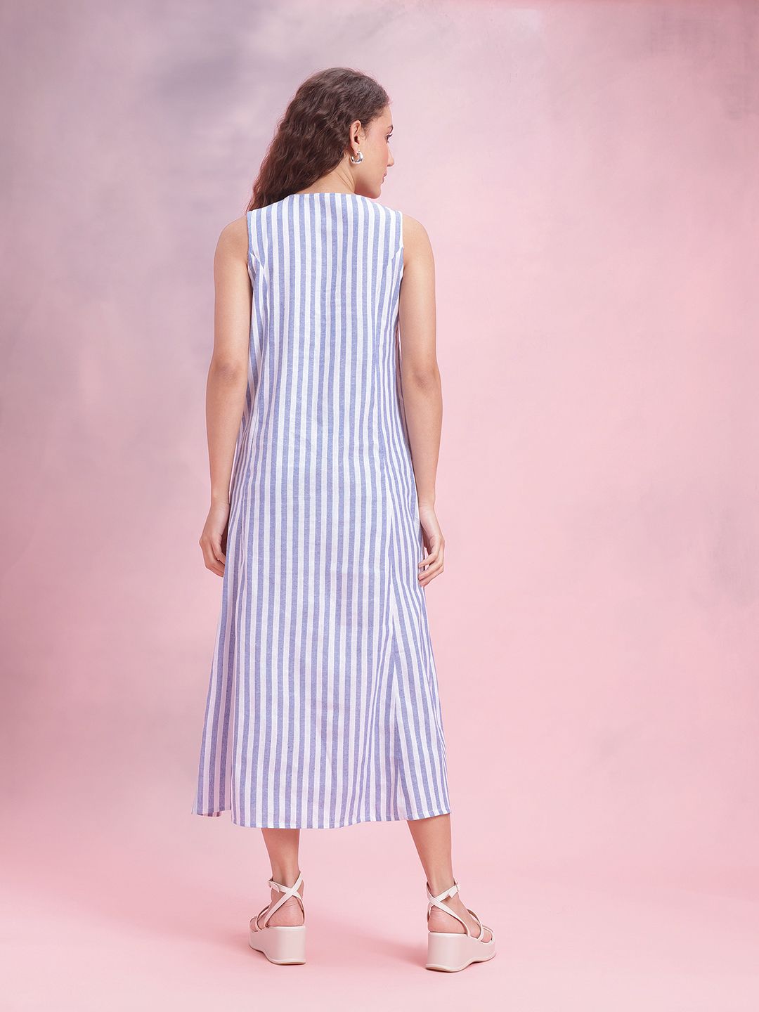 DressBerry Striped A-Line Midi Dress