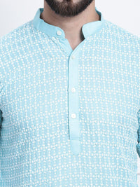 SOJANYA Kolar Mandarin Sulam Bunga Pure Cotton Kurta Lurus