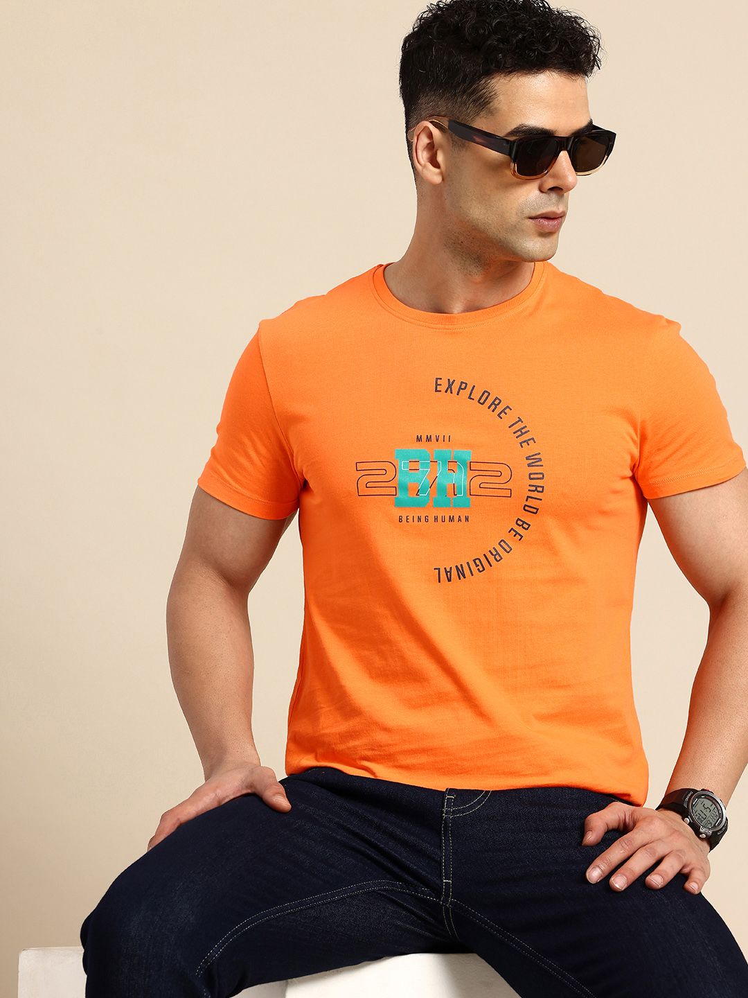 Being Human Pure Cotton Typography Printed T-shirt