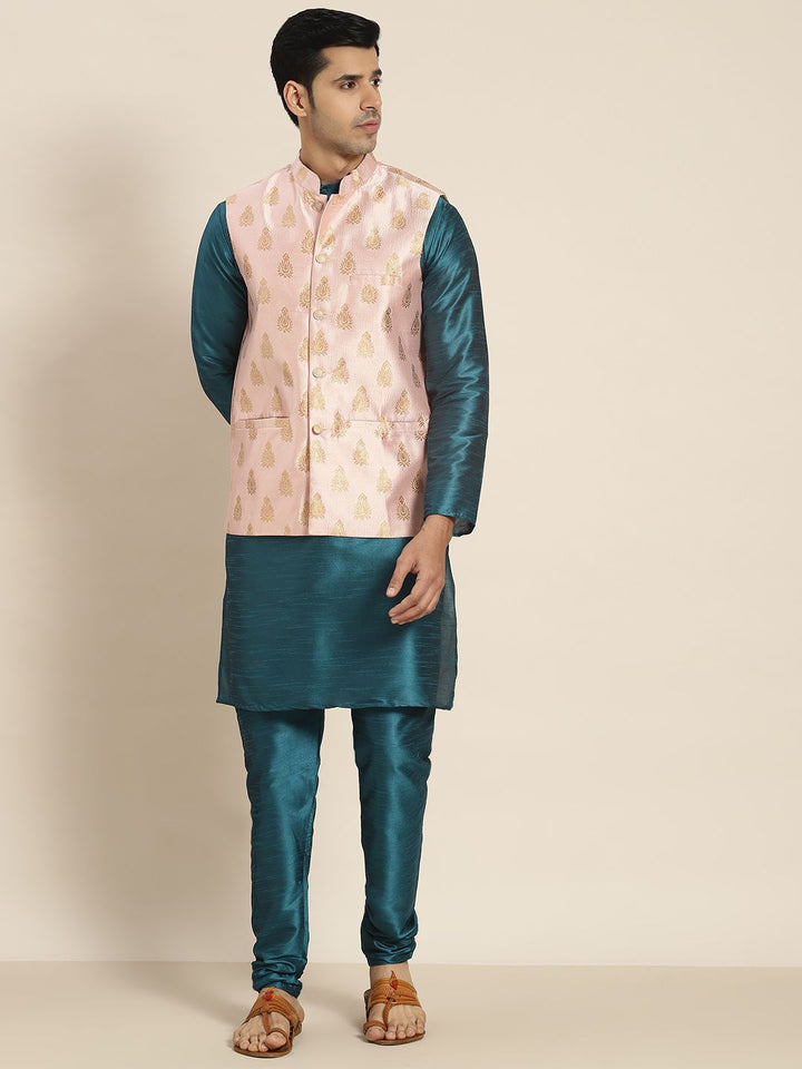 SOJANYA Men Teal Kurta with Churidar