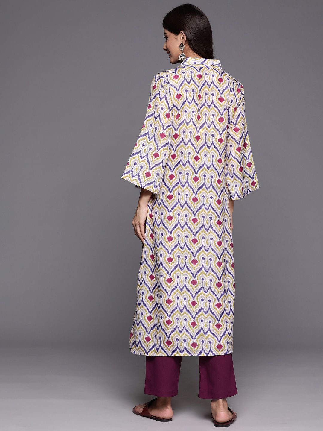 Varanga Abstract Woven Design Flared Kurta with Trousers
