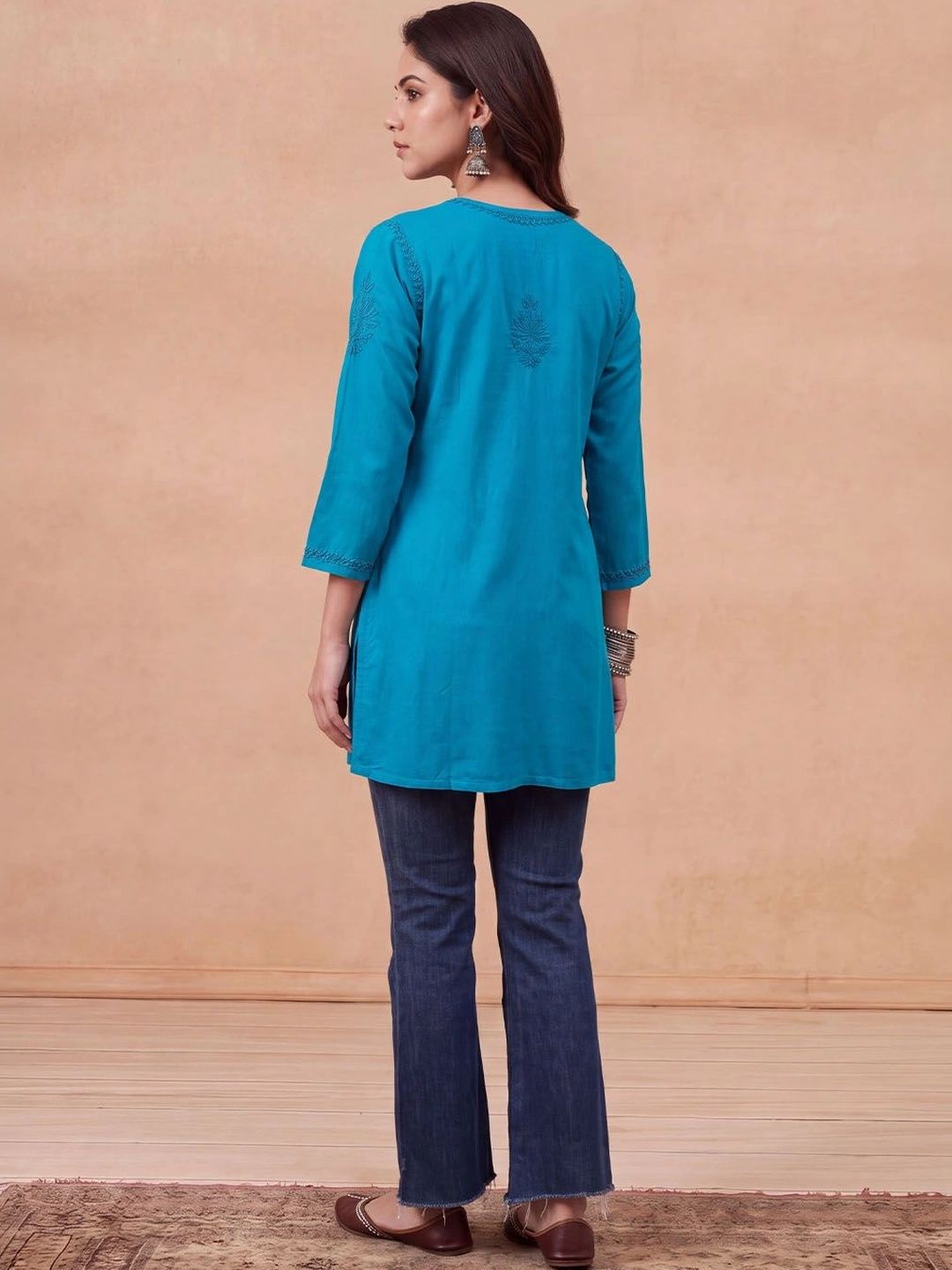 Rumah Wanita Chikankari Sulam Kurta Chikankari