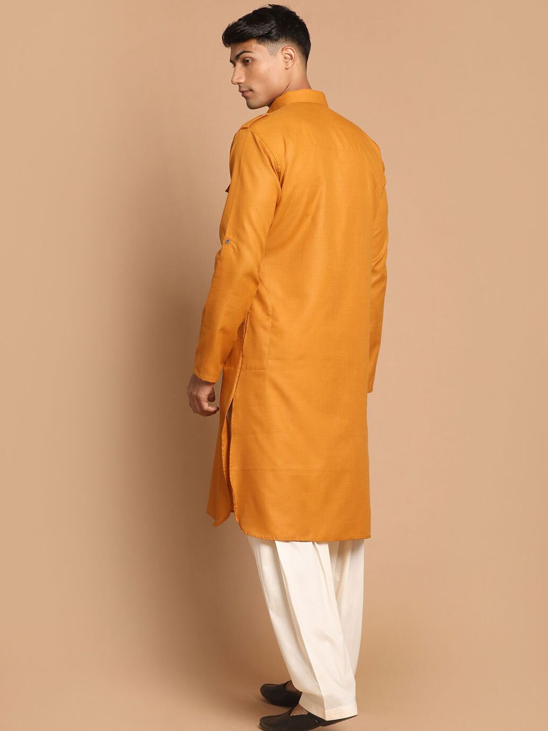 VASTRAMAY Shirt Collar Regular Kurta With Patiala Set