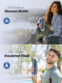 Pexpo Electro Denim Blue Thermosteel ISI Certified 24 Hrs Hot Flask Water Bottle 1000ml