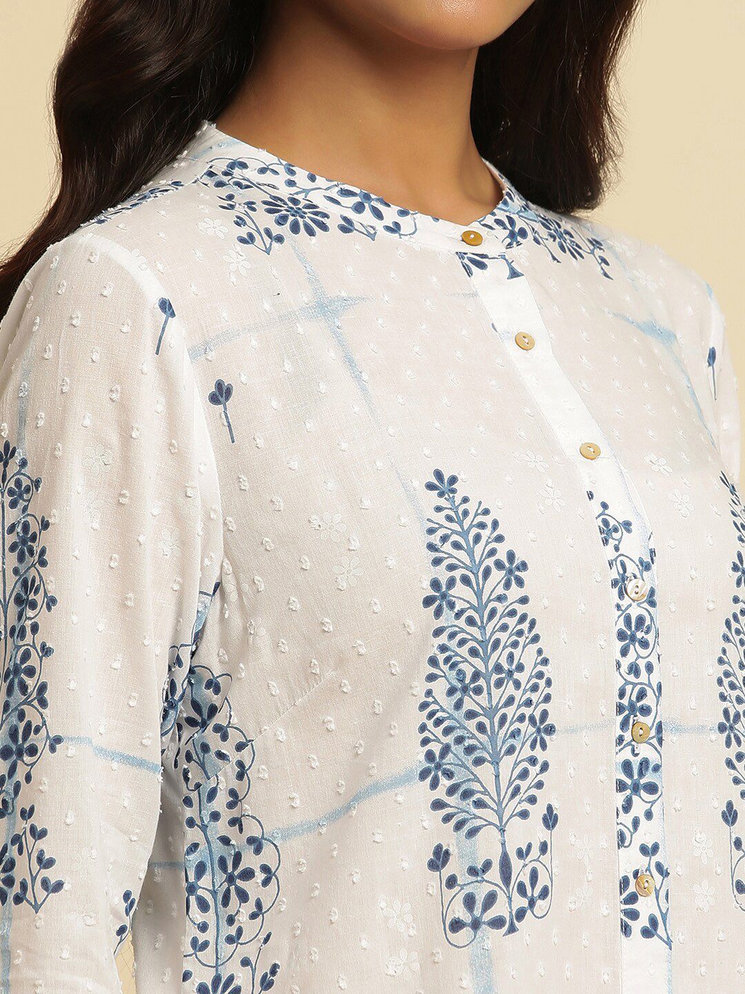 W Ethnic Motifs Printed Pure Cotton Shirt Style Top