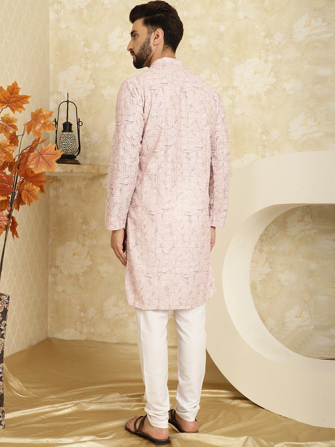 SOJANYA Floral Printed Thread Work Pure Cotton Kurta with Churidar