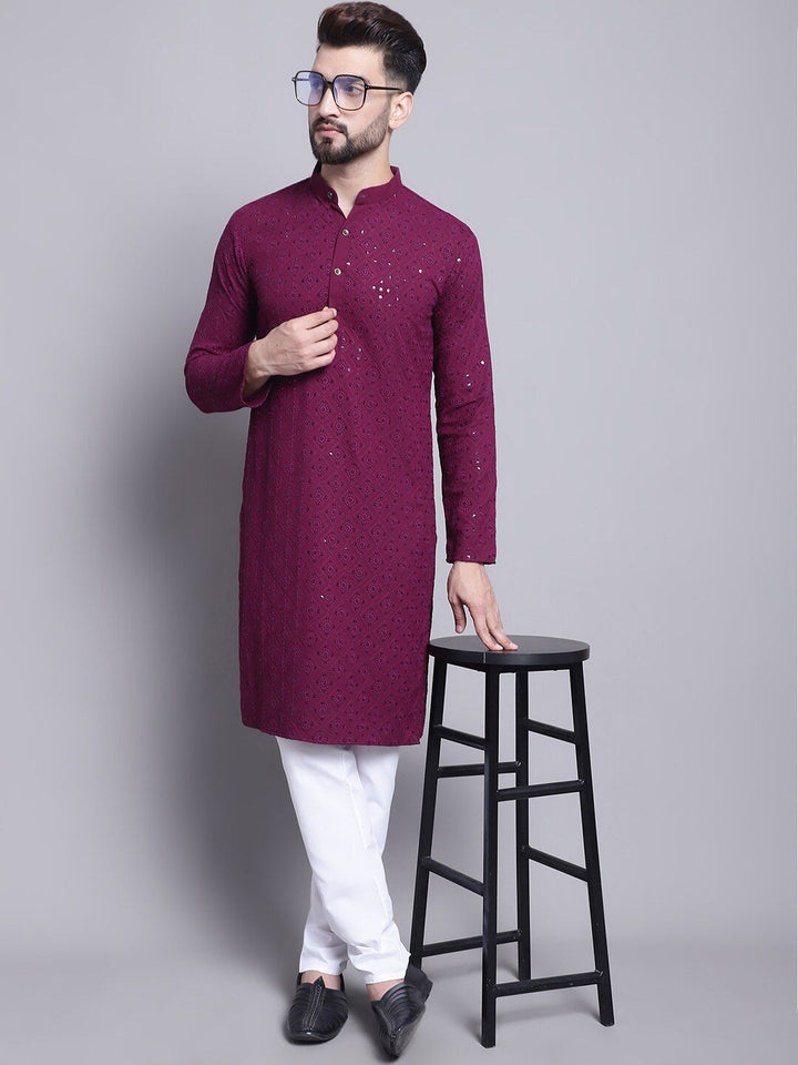 SOJANYA Motif Etnik Kolar Bersulam Berlabuci Kapas Tulen Kurta