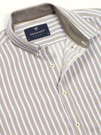 Thomas Scott Men Smart Fit Button-Down Collar Vertical Striped Cotton Formal Shirt