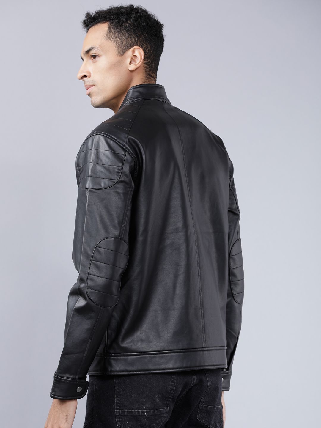HIGHLANDER Men Black Solid Biker Jacket