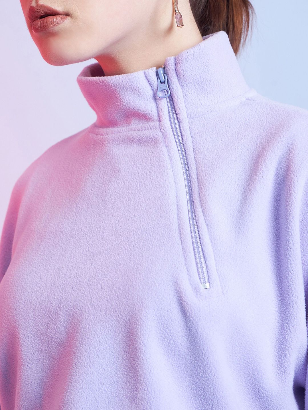 STREET 9 Lavender Mock Collar Crop Sweatshirt