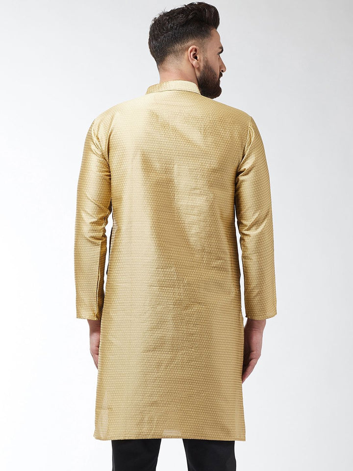 SOJANYA Men Gold-Colored Woven Design Straight Kurta