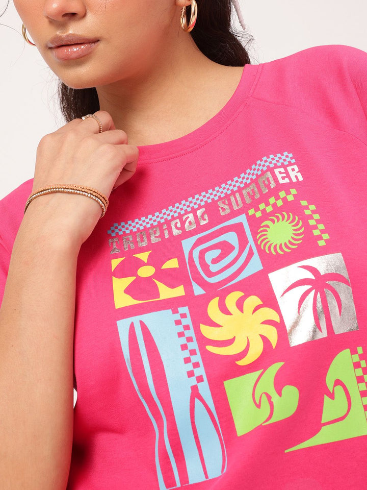 DressBerry Simply Stated Quirky Geometric Printed Relax Tee