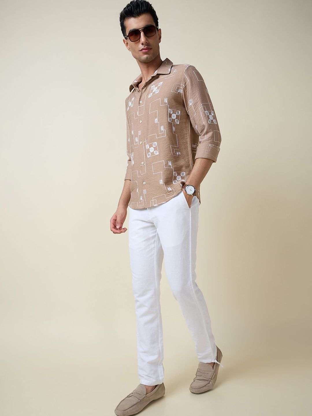 Thomas Scott Men Embroidered Regular Fit Casual Shirt