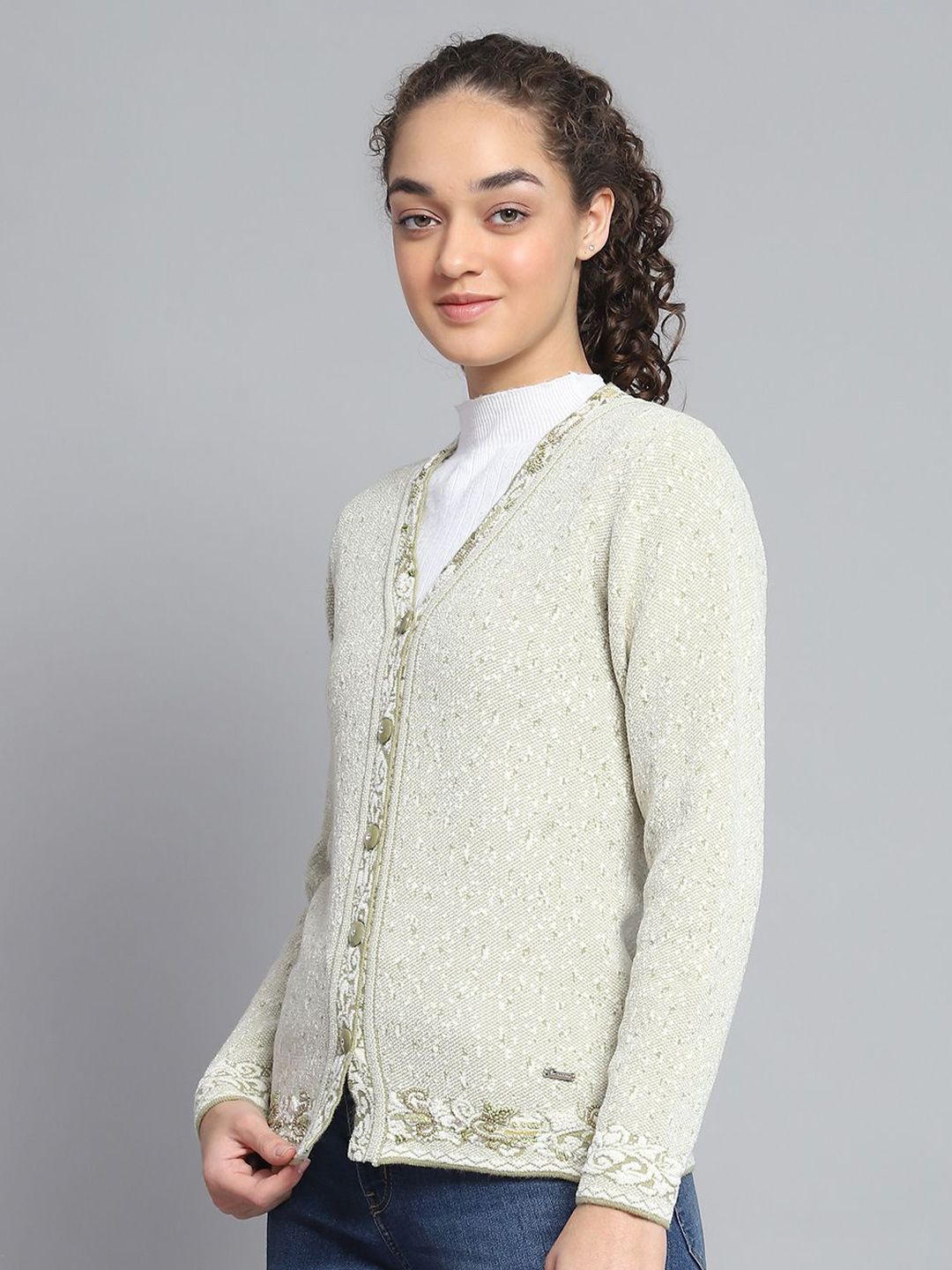Monte Carlo Women Embroidered Woollen Cardigan