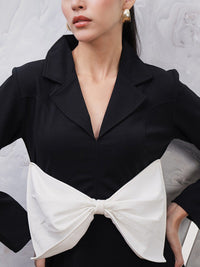 Athena Shirt Collar Long Sleeves Scuba Bow Detail Sheath Dress